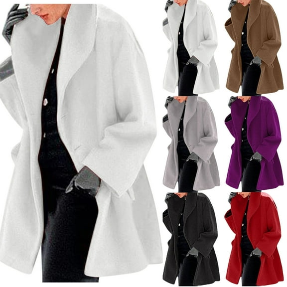 Casual Long Wool Hooded Winter Warm Coats for Women Fall Fashion 2025 Long Sleeve Button Down Outwear Jacket Y2K Out Work Solid Color Jackets