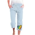 thumbnail image 1 of Casual Loose Capris Pant Straight Leg for Women Rainbow Printed Jogger Juniors Stretch Going Out Pockets Cropped Pants Trousers, 1 of 3