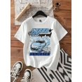 thumbnail image 1 of Casual Loose Car Print Round Neck Short Sleeve T-Shirt For Women,Slightly Sheer Suitable For Summer, 1 of 4