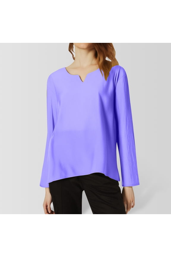 A Casual Loose And Fashionable And Linen Long Sleeved V Neck Solid Color Top Cool Long Sleeve Shirts for Women Womens Shirts Summer Women Inner Shirt Long Sleeve Layering Top V Neck T Shirts for Women