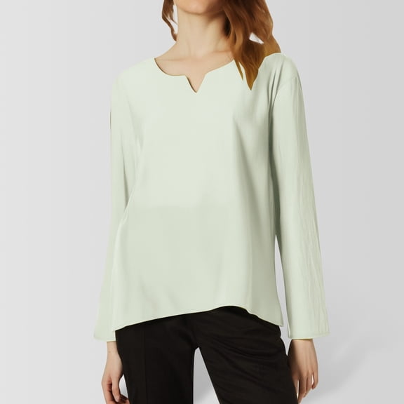 A Casual Loose And Fashionable And Linen Long Sleeved V Neck Solid Color Top Cool Long Sleeve Shirts for Women Womens Shirts Summer Women Inner Shirt Long Sleeve Layering Top V Neck T Shirts for Women