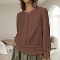 thumbnail image 1 of Casual Loose Fit Long Sleeve T Shirt Pure Color Breathable Blend Top For Everyday WearBrownM, 1 of 7
