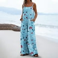 thumbnail image 1 of Casual Loose Jumpsuits For Women Trendy Printed Sleeveless Wide Leg Long Pant Rompers With Pockets Light Blue S, 1 of 6