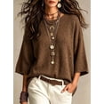 thumbnail image 1 of Casual Loose Round Neck 3/4 Sleeve Knit Basic Batwing Sleeve Design Women's Spring/Autumn Knit Top, 1 of 4