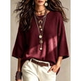 thumbnail image 1 of Casual Loose Round Neck 3/4 Sleeve Knit Basic Batwing Sleeve Design Women's Spring/Autumn Knit Top, 1 of 4