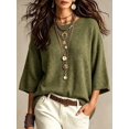 thumbnail image 1 of Casual Loose Round Neck 3/4 Sleeve Knit Basic Batwing Sleeve Design Women's Spring/Autumn Knit Top, 1 of 4