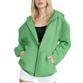thumbnail image 1 of Casual Loose Sweatshirts for Women Long Sleeve Jackets Plus Size Zip up Hoodies Soft Lightweight Coats Green L, 1 of 6