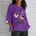 Casual Loose Tops for Women 3/4 Sleeve Shirts Plus Size Floral Graphic