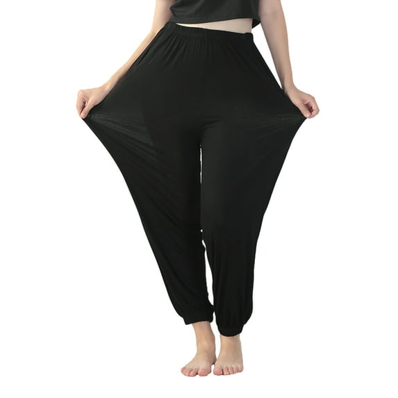 Casual Loose Yoga Pants for Women High Stretch Solid Color Trouser Plus Size Leggings with Pocket for Sport Running Dance Fitness Sleepwear