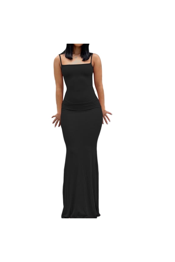 Casual Lounge Long Dress Sleeveless Bodycon Dresses Color Elegant Long Cami Dresses Evening Party Birthday