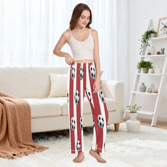 Casual Lounge Pants Women's Pajamas Sleep Long Pants With Pockets Soccer Balls