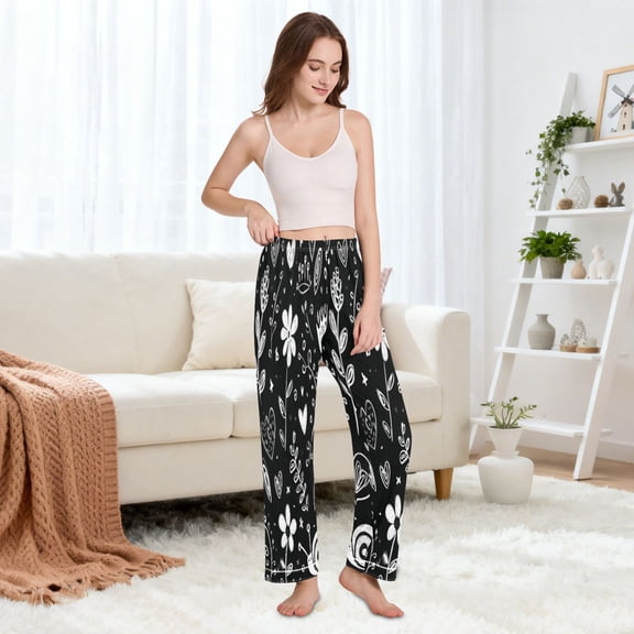 Casual Lounge Pants Women's Pajamas Sleep Long Pants With Pockets Various Abstract Flowers