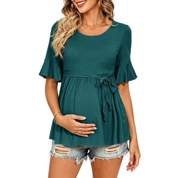 Casual Maternity Tops for Women Short Sleeve Maternity Clothes Pregnancy Shirts