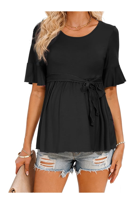 Casual Maternity Tops for Women Short Sleeve Maternity Clothes Pregnancy Shirts