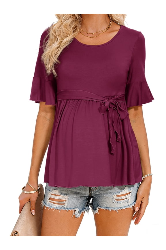 Casual Maternity Tops for Women Short Sleeve Maternity Clothes Pregnancy Shirts