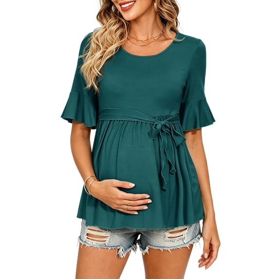 Casual Maternity Tops for Women Short Sleeve Maternity Clothes Pregnancy Shirts