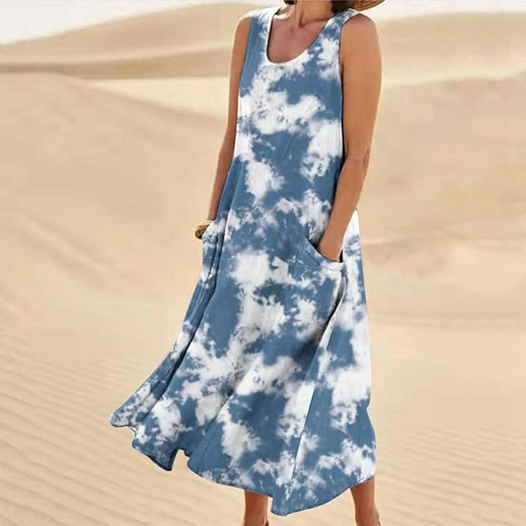 Women's Round Neck Single-Breasted Printed Loose Dresses Women's Round Neck Single-Breasted Printed Loose Dresses