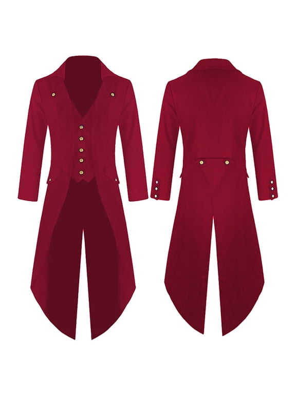 Casual Maxi Dresses Mens Tailcoat Costume, Steampunk Vintage Tailcoat Jackets Gothic Frock Coat Uniform Halloween Coats M