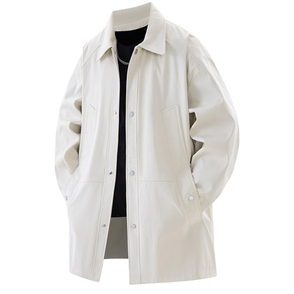 Casual Men Jacket Yellow Outerwear Fashion Trench Coat Fall Winter Pockets Button-Up Mens Fashion