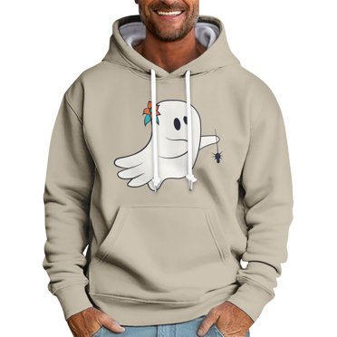 Casual, Men'S Halloween Graphic Hooded Sweatshirt, Soft Pullover With Drawstring, Casual Streetwear For Outdoor Autumn, Holiday Gifts Him Black Hoodies Pullover Sweatshirt (3XL, Beige) ZManTrek
