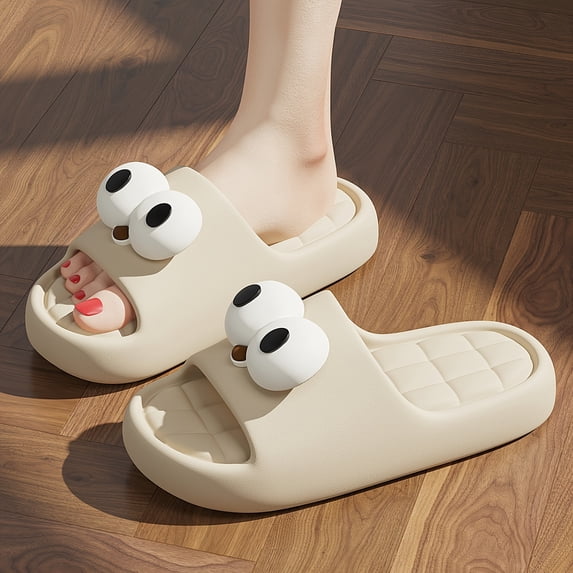 Casual Men'S Slippers With Large Cartoon Eyes | Fzt Eva Material, Slip-On Closure, All-Season Comfort