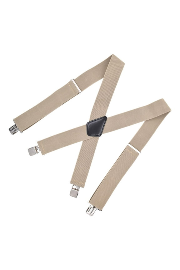 Casual Men Suspenders X Shaped Adults Hooks Button Trousers Suspender Heavy Duty Back Belt Elastic Straps Pants Suspender for School Choir Khaki