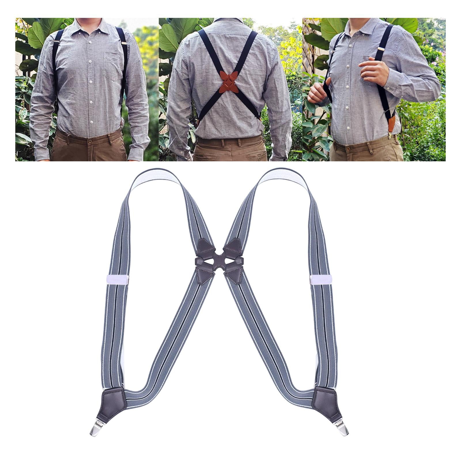Amazon.com: Suspenders for Men heavy duty Adjustable Elastic Y Shape  Leather men's suspenders 6 buttons 3 clips adult Trousers suspender :  Everything Else