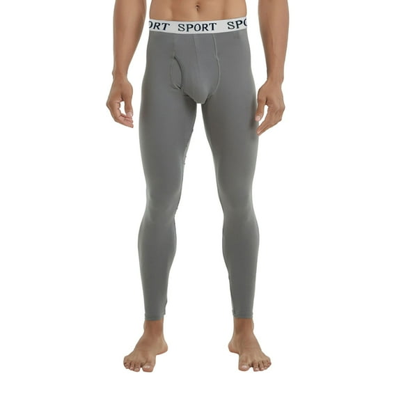 JIKNTTR Casual Men Thermal Underwear Cold Weather Thin Long Slim Mid Low Waist Line Cotton Pants Winter Plush Base Layer Pajama Fashion Warm Lined Soft Bottoms