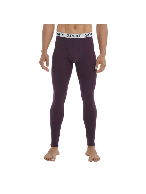 Casual Men Thermal Underwear Cold Weather Thin Long Slim Mid Low Waist Line Cotton Pants Winter Plush Base Layer Pajama Fashion Warm Lined Soft Bottoms