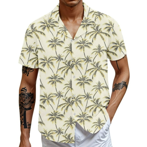 Casual Men's Hawaiian Short Sleeve Shirt Tropical Floral Print