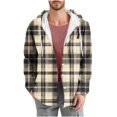 thumbnail image 1 of Casual Mens Jacket Plaid Check Print Pocket Long Sleeved Button Hooded Fall And Winter Coats 2025, 1 of 6