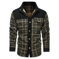 thumbnail image 1 of Casual Mens Jacket Plaid Checkered with Button Pockets And Long Sleeves Hooded Stand Up Collar Fall And Winter Coats 2025, 1 of 3