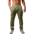 thumbnail image 1 of Casual Mens Loose Fit Linen Pants Straight-Legs Elastic Waist trousers, 1 of 1
