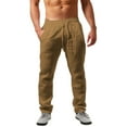 thumbnail image 1 of Casual Mens Loose Fit Linen Pants Straight-Legs Elastic Waist trousers, 1 of 2