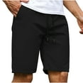 thumbnail image 1 of Casual Mens Summer Shorts Elastic Waist Drawstring Pockets Solid Color Short Pants Fathers Day Gift, 1 of 5