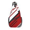 thumbnail image 1 of Casual Modern Abstract Gray Red Swirls Geometry Sling Crossbody Backpack Men Geometric Shoulder Chest Bag for Hiking, 1 of 7