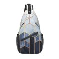 thumbnail image 1 of Casual Modern Abstract Gray Red Swirls Geometry Sling Crossbody Backpack Men Geometric Shoulder Chest Bag for Hiking, 1 of 7