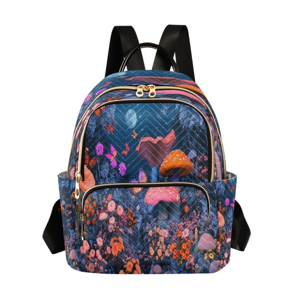 Casual Mushroom Butterfly Garden Backpack for School,College and Travel, Water Resistant Bookbag,