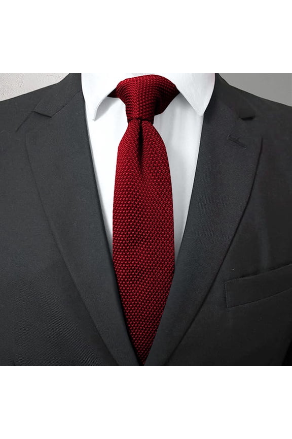 Casual Narrow Knitted Tie Solid Color Flat End Men's Slim Knit Tie Solid Color Necktie Casual Business Wedding Party Formal Wear Accessories RD2 - One Size