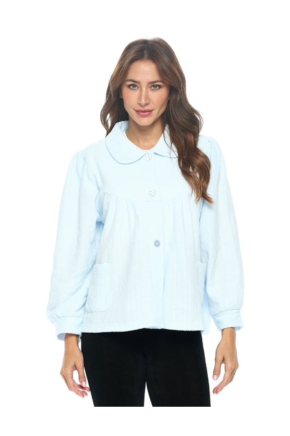 Button Front Polyester, Sleep Bed Jacket Top (Women's) L