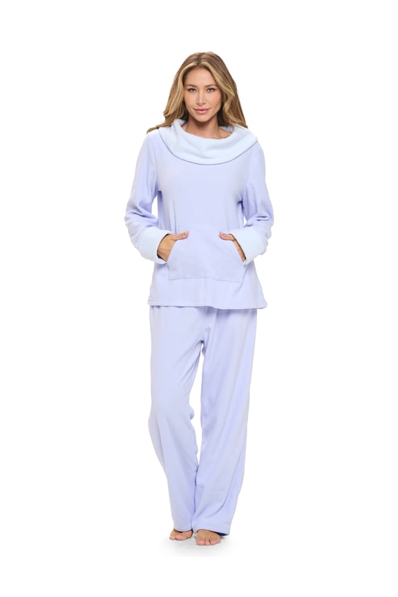 Fleece Pajama Set for Women, Soft Winter Pajamas with Pockets Lounge Set
