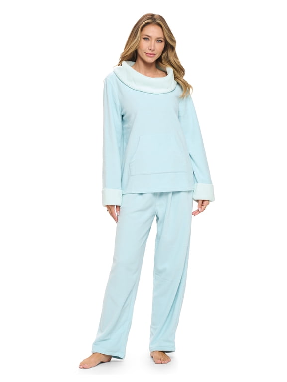 Fleece Pajama Set for Women, Soft Winter Pajamas with Pockets Lounge Set