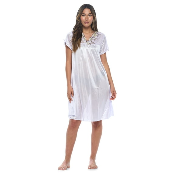 Casual Nights Nightgown - Women's Short Sleeve Tricot Nightgowns, Flutter Sleeves and Lightweight Silky Fabric
