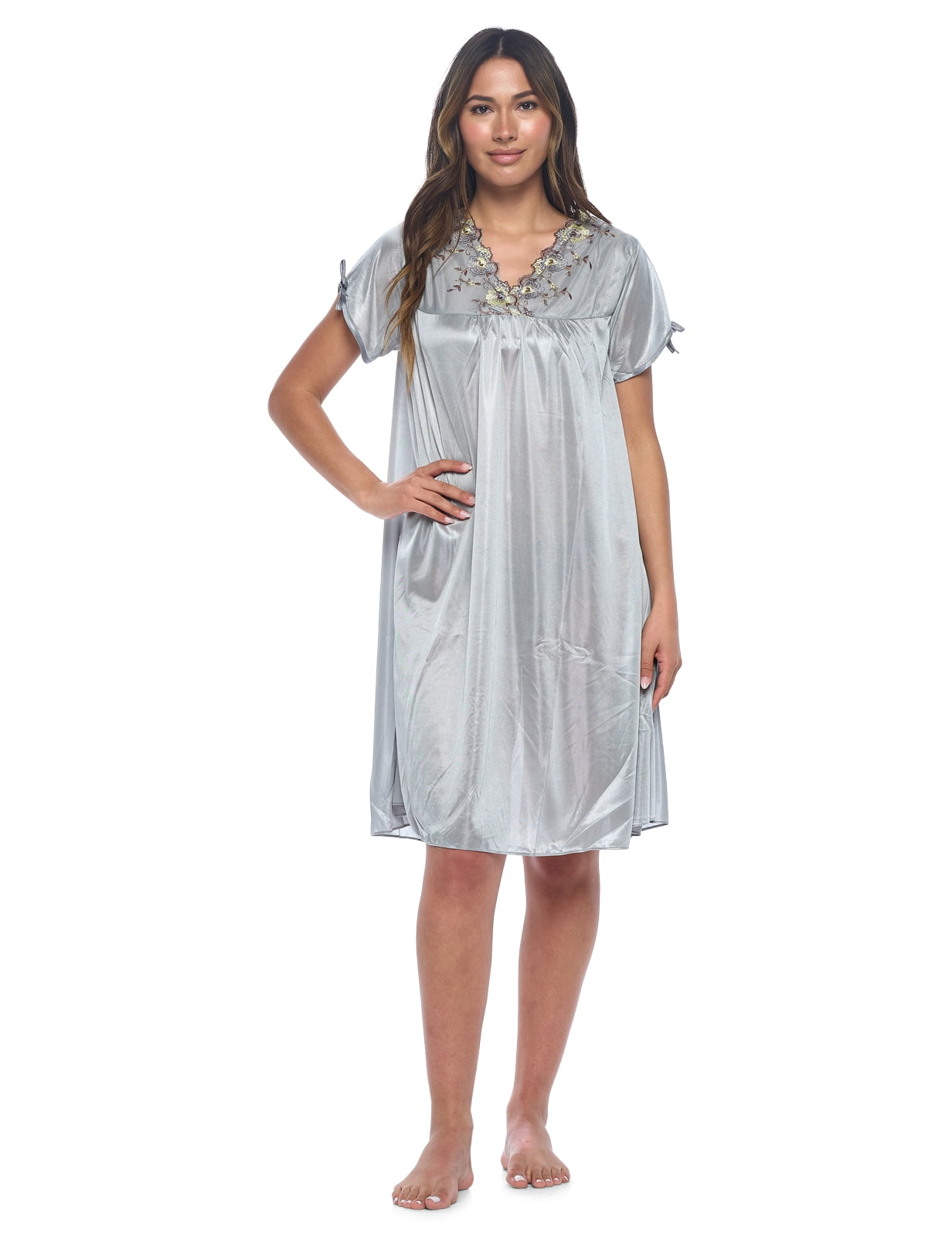 Casual Nights Nightgown Women's Short Sleeve Tricot Nightgowns, Flutter Sleeves and