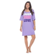 Casual Nights Short Sleeve Nightgowns for Women - Soft Cotton Blend Sleep Shirts | Oversized One Size Long Night Shirts