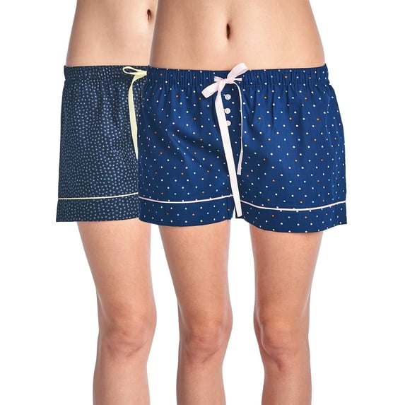 Casual Nights Women's 2 Pack Cotton Woven Lounge Boxer Shorts