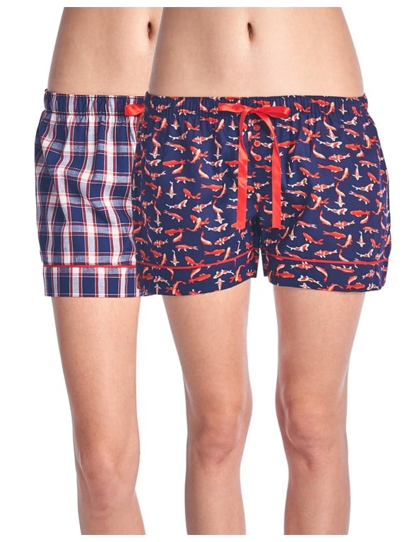 Women's 2 Pack Cotton Woven Lounge Boxer Shorts