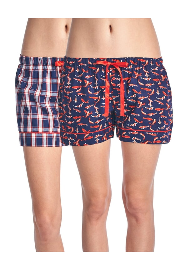 Women's 2 Pack Cotton Woven Lounge Boxer Shorts