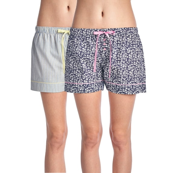 Casual Nights Women's 2 Pack Cotton Woven Lounge Boxer Shorts