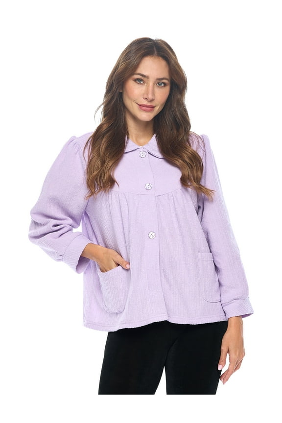 Button Front Polyester, Bed Jacket Top (Women's) L